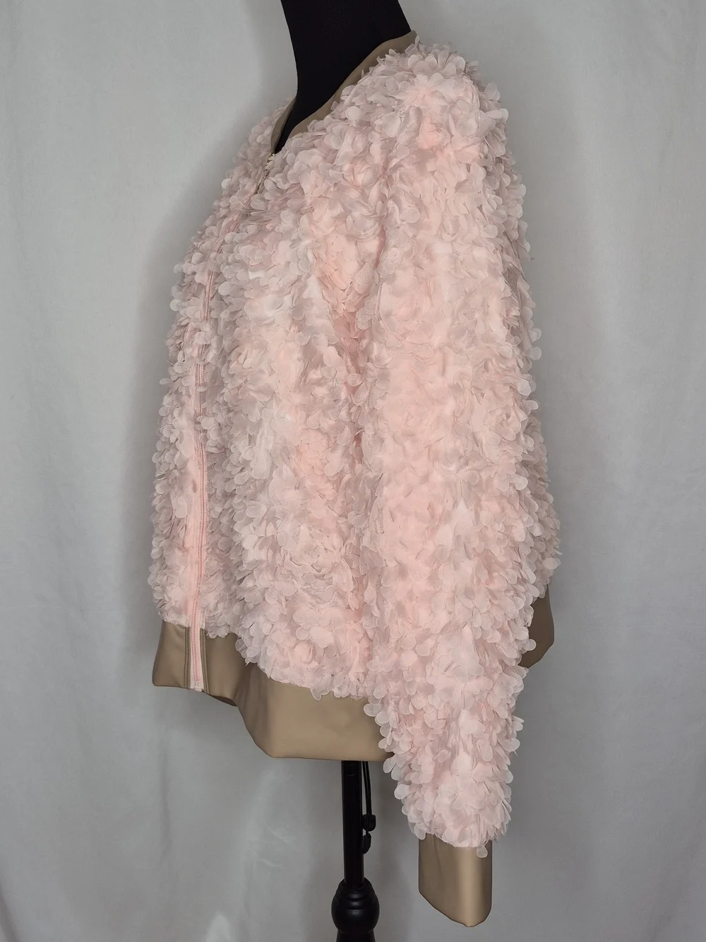 Fierce by Mally Rosebud Textured Bomber Jacket w/ Faux Leather Trim - Sz XL